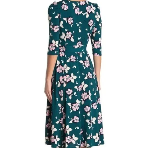 New Eliza J Printed Quarter Sleeve Floral Midi Dress - Picture 3 of 3